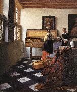 VERMEER VAN DELFT, Jan A Lady at the Virginals with a Gentleman wt oil